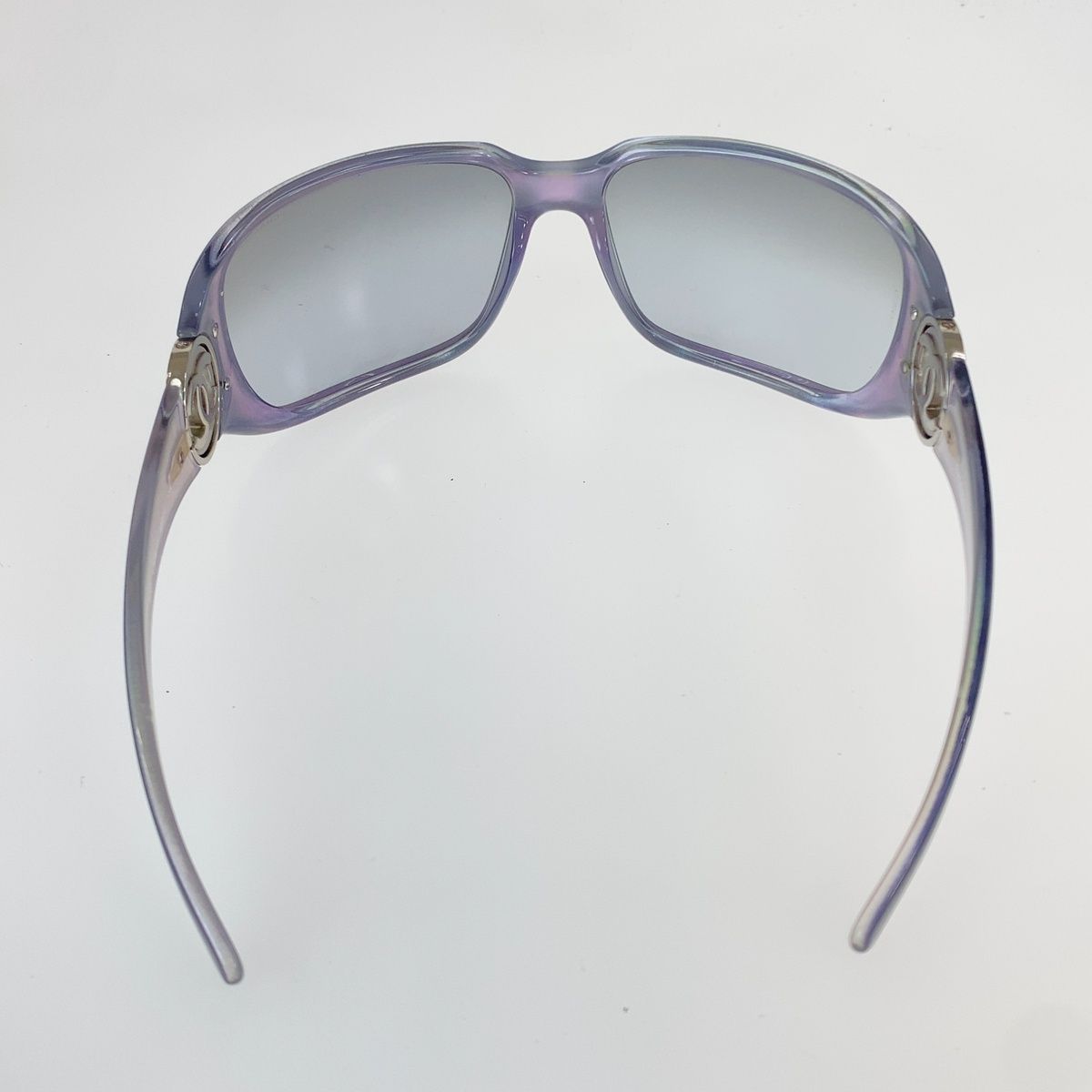 Chanel CC Logo Sunglasses Blue Silver Gray Acetate Metal Eyewear — view 3