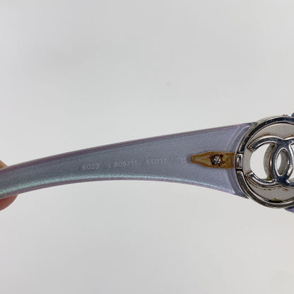 Chanel CC Logo Sunglasses Blue Silver Gray Acetate Metal Eyewear — view 7