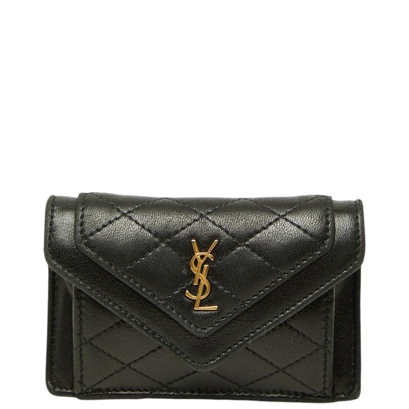 Saint Laurent Cassandra Gaby Card Case Black Lambskin