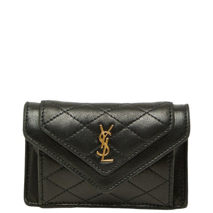 Saint Laurent Cassandra Gaby Card Case Black Lambskin