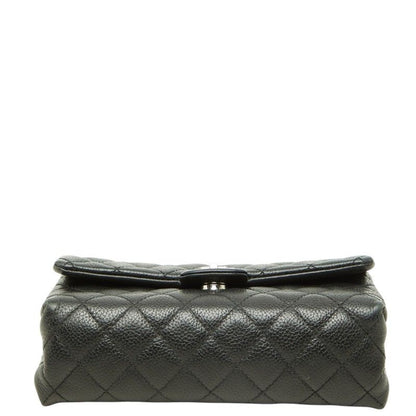 Chanel Uniform 2.55 Quilted Pouch Black Silver Leather — view 3
