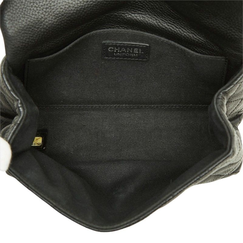 Chanel Uniform 2.55 Quilted Pouch Black Silver Leather — view 8