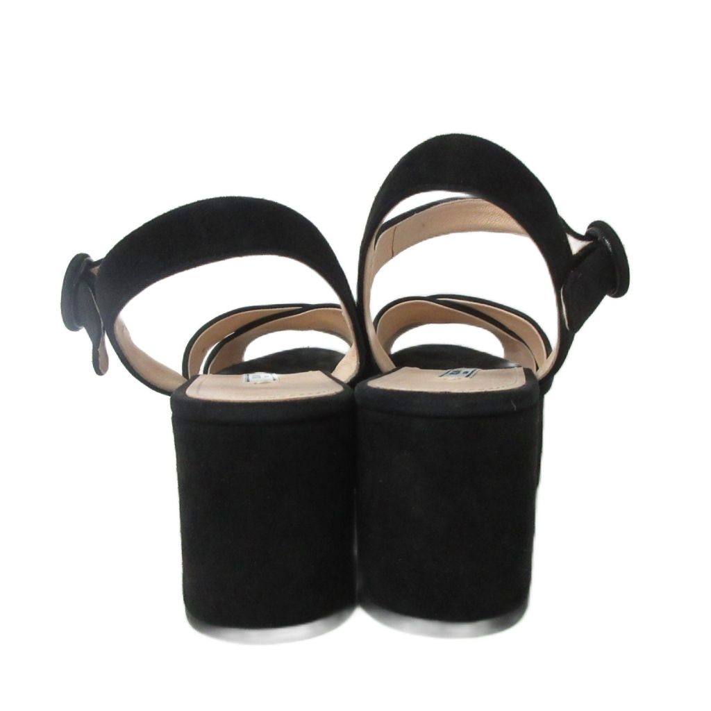 Prada Sandals Suede Ankle Belt Thick Sole Cross Black — view 4
