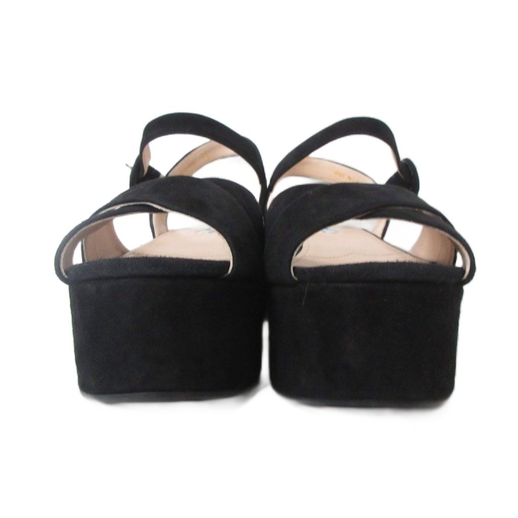 Prada Sandals Suede Ankle Belt Thick Sole Cross Black — view 3