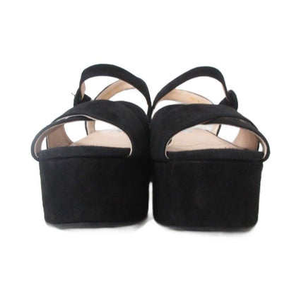 Prada Sandals Suede Ankle Belt Thick Sole Cross Black — view 3