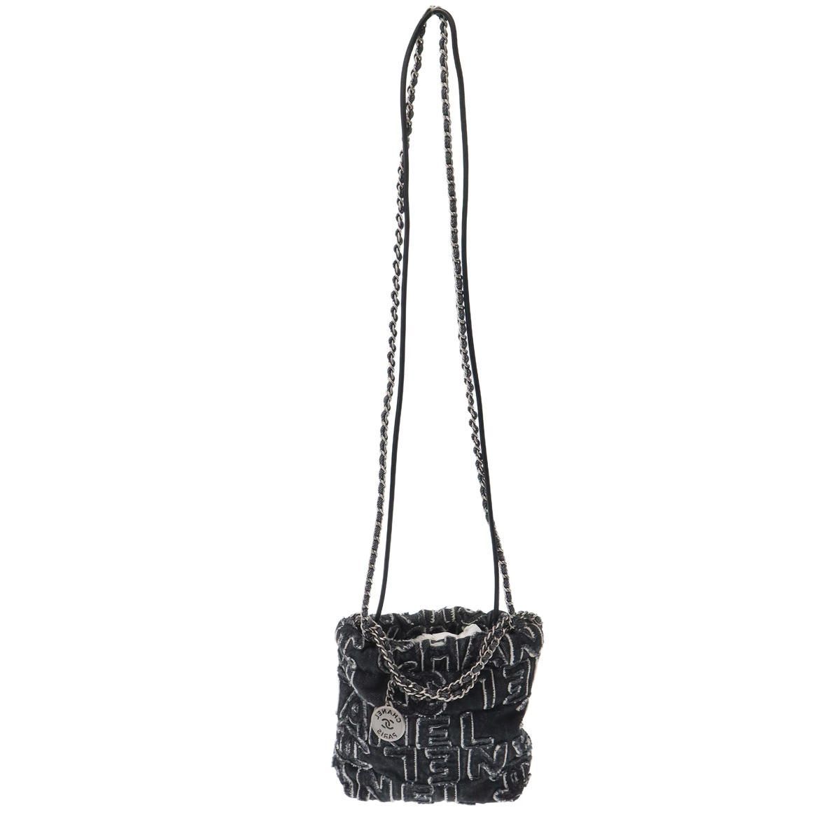 Chanel 22 Mini Denim Hand Bag Shoulder Handbag Black