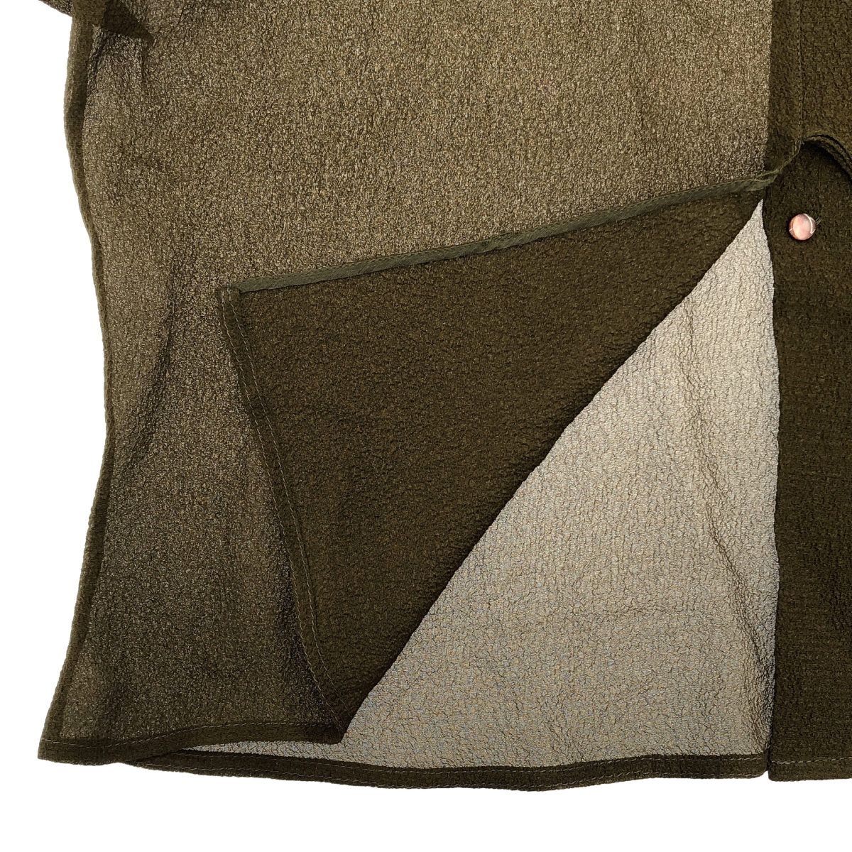 Hermes Silk Blouse Shirt Khaki 38 — view 6