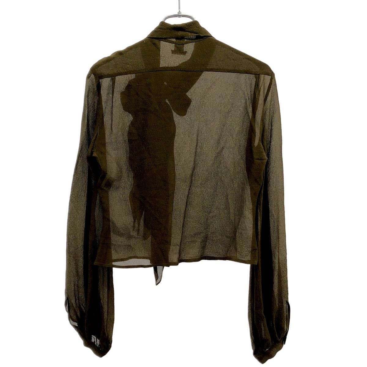 Hermes Silk Blouse Shirt Khaki 38 — view 2