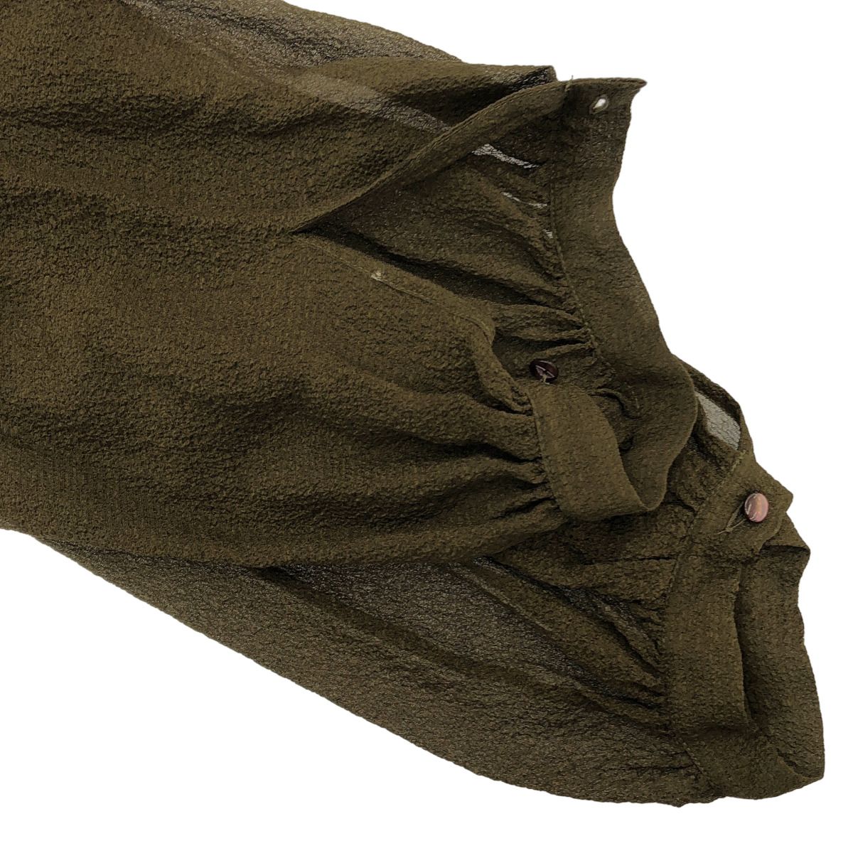 Hermes Silk Blouse Shirt Khaki 38 — view 5