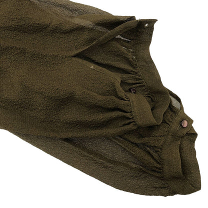 Hermes Silk Blouse Shirt Khaki 38 — view 5