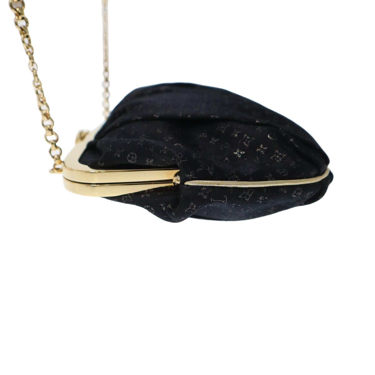 Louis Vuitton Monogram Satin Kiss Lock Chain Bag Black — view 3