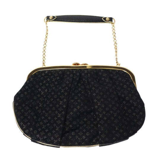 Louis Vuitton Monogram Satin Kiss Lock Chain Bag Black