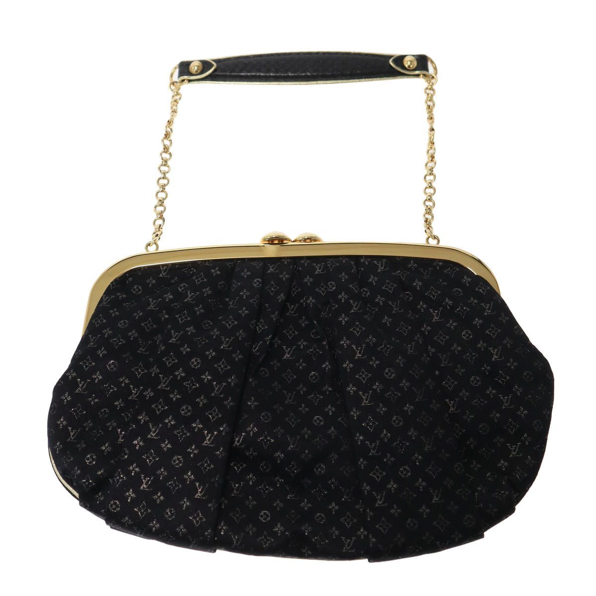 Louis Vuitton Monogram Satin Kiss Lock Chain Bag Black — view 2