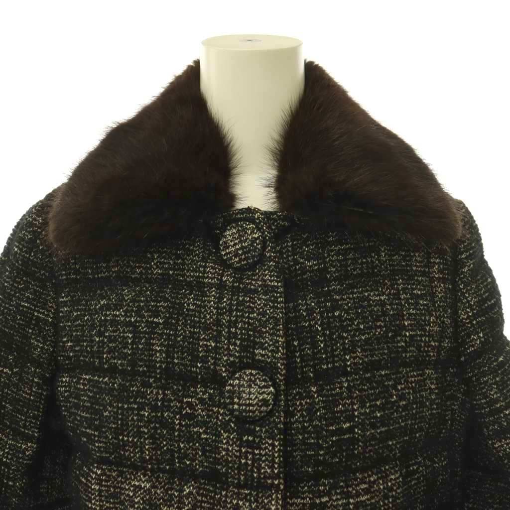 Moncler Seynet Down Coat Soutien Collar Wool Blend Max Slat Fur Middle Black 00 — view 5