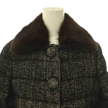 Moncler Seynet Down Coat Soutien Collar Wool Blend Max Slat Fur Middle Black 00 — view 5