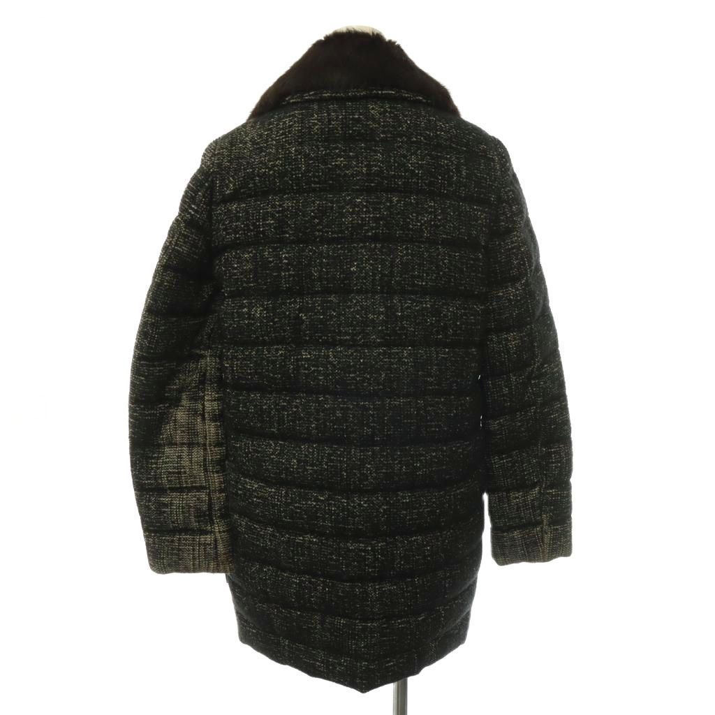 Moncler Seynet Down Coat Soutien Collar Wool Blend Max Slat Fur Middle Black 00 — view 2