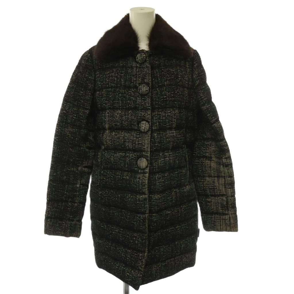 Moncler Seynet Down Coat Soutien Collar Wool Blend Max Slat Fur Middle Black 00