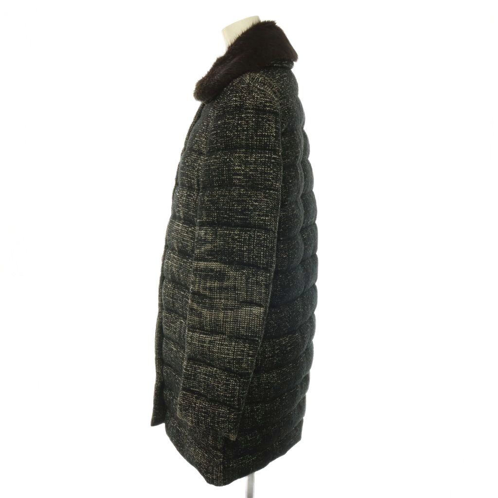 Moncler Seynet Down Coat Soutien Collar Wool Blend Max Slat Fur Middle Black 00 — view 3