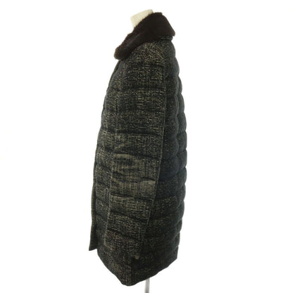 Moncler Seynet Down Coat Soutien Collar Wool Blend Max Slat Fur Middle Black 00 — view 3