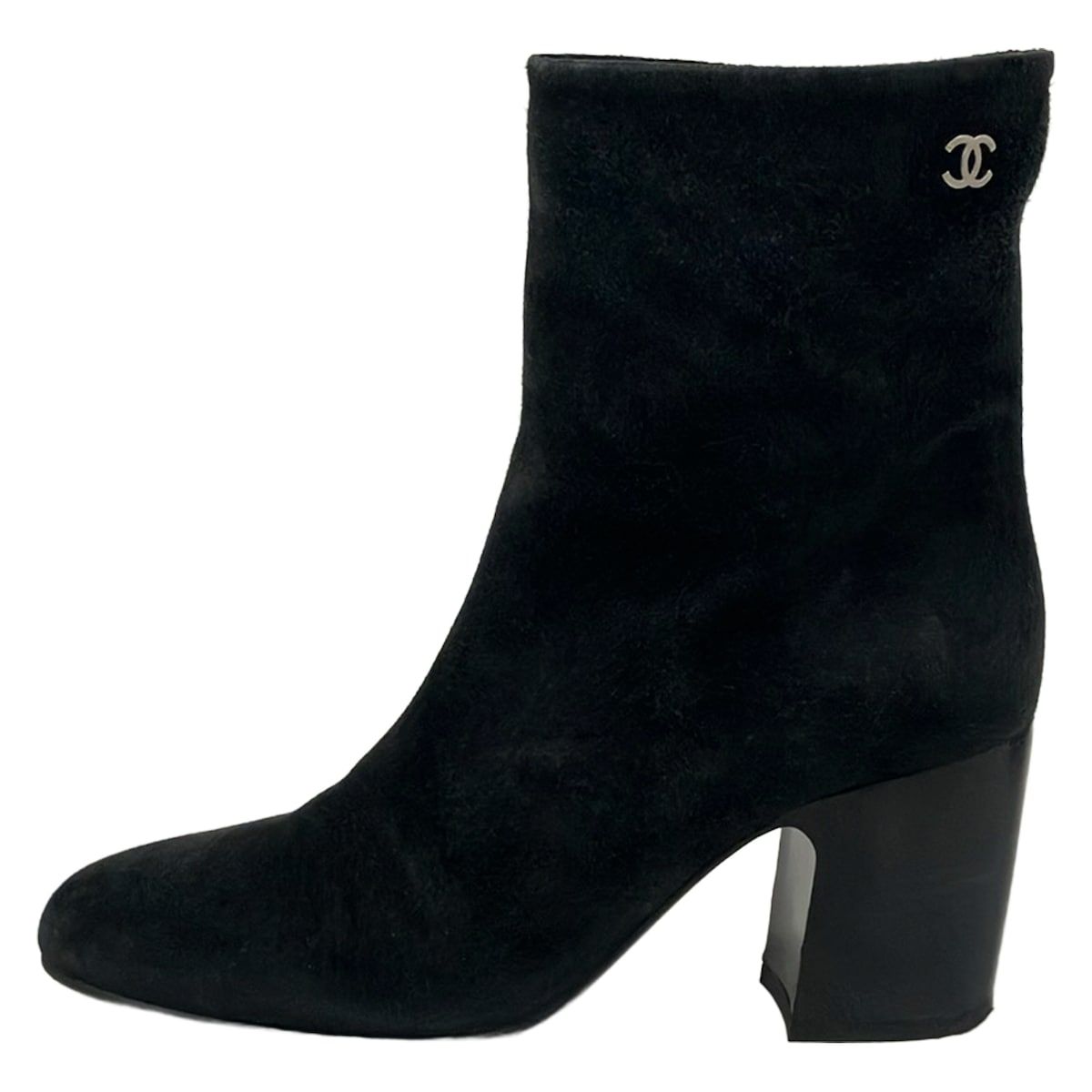 Chanel Short Boots Black CC Logo