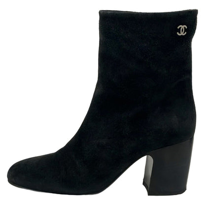 Chanel Short Boots Black CC Logo