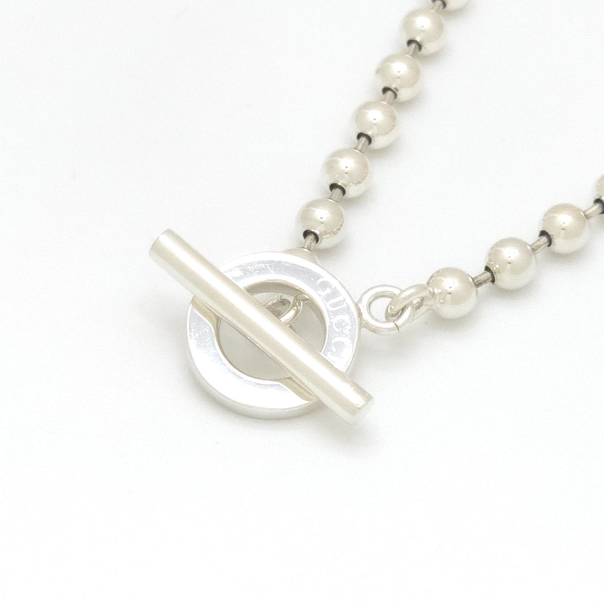 Gucci Ball Chain Necklace Toggle Mantel Sterling Silver