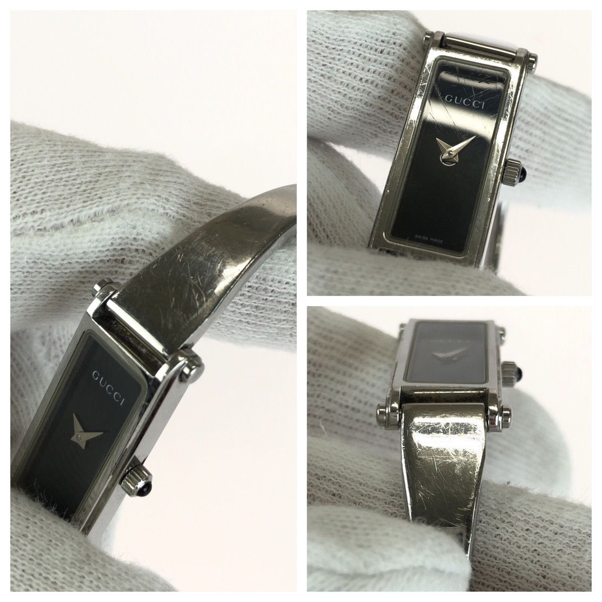 Gucci Bangle Watch Black Silver Stainless Steel — view 5