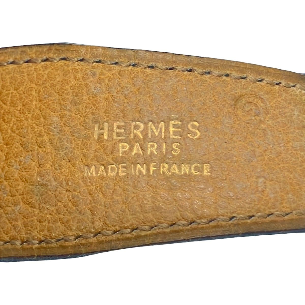 Hermes Belt H Dark Navy Gold Leather — view 5