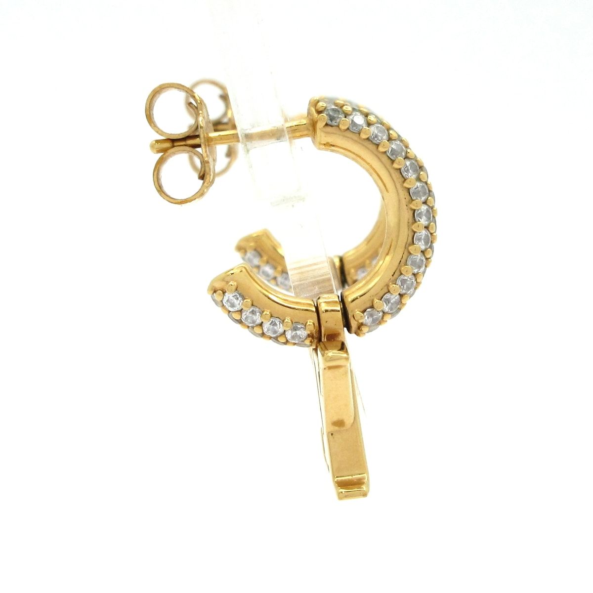 Louis Vuitton Earrings Hoop LV Iconic Gold Clear Rhinestone — view 2