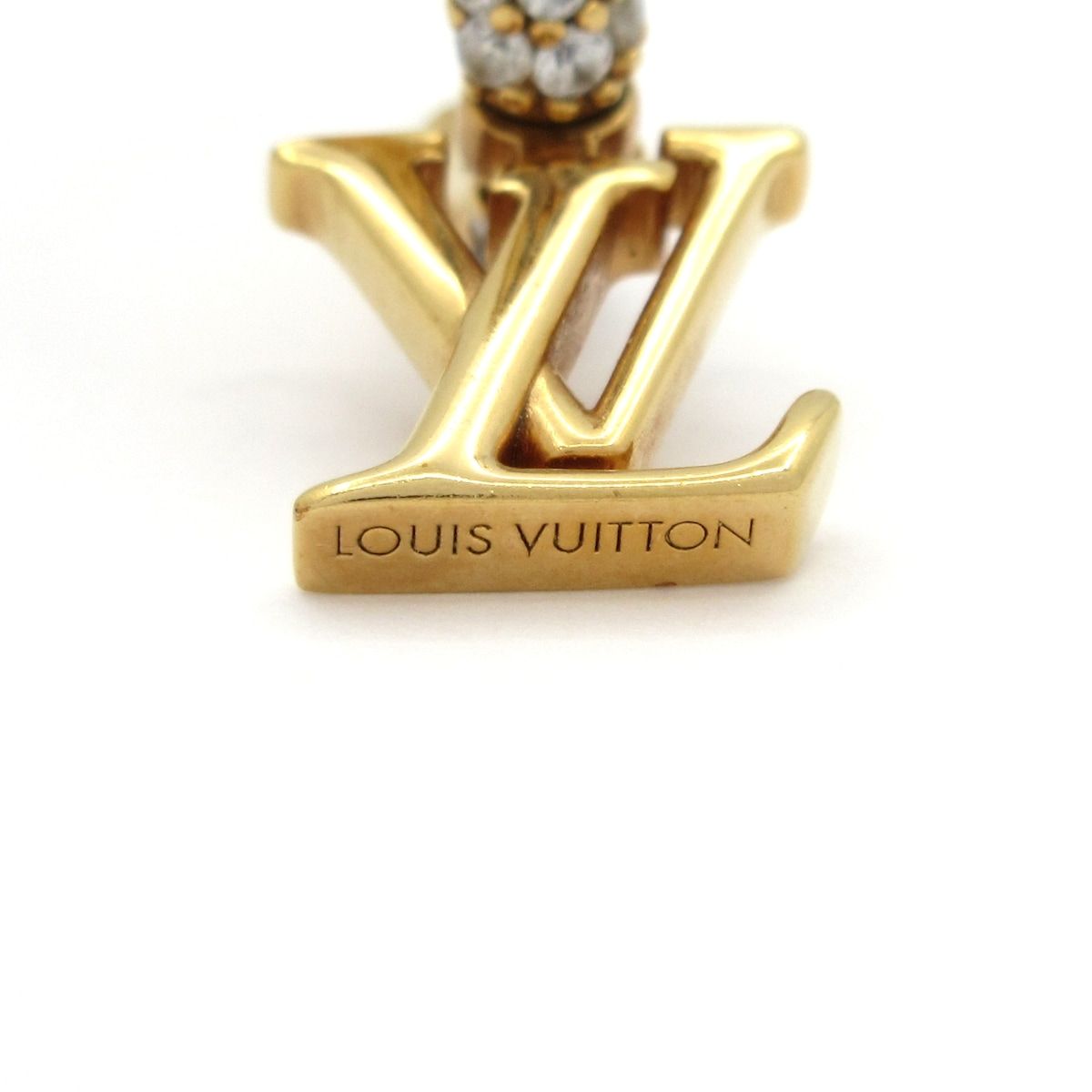 Louis Vuitton Earrings Hoop LV Iconic Gold Clear Rhinestone — view 5