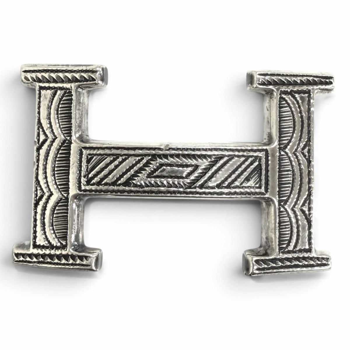 Hermes Vintage Toareg Touareg 925 Sterling Silver Hand Carved Logoraving Design