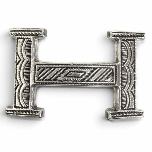 Hermes Vintage Toareg Touareg 925 Sterling Silver Hand Carved Logoraving Design