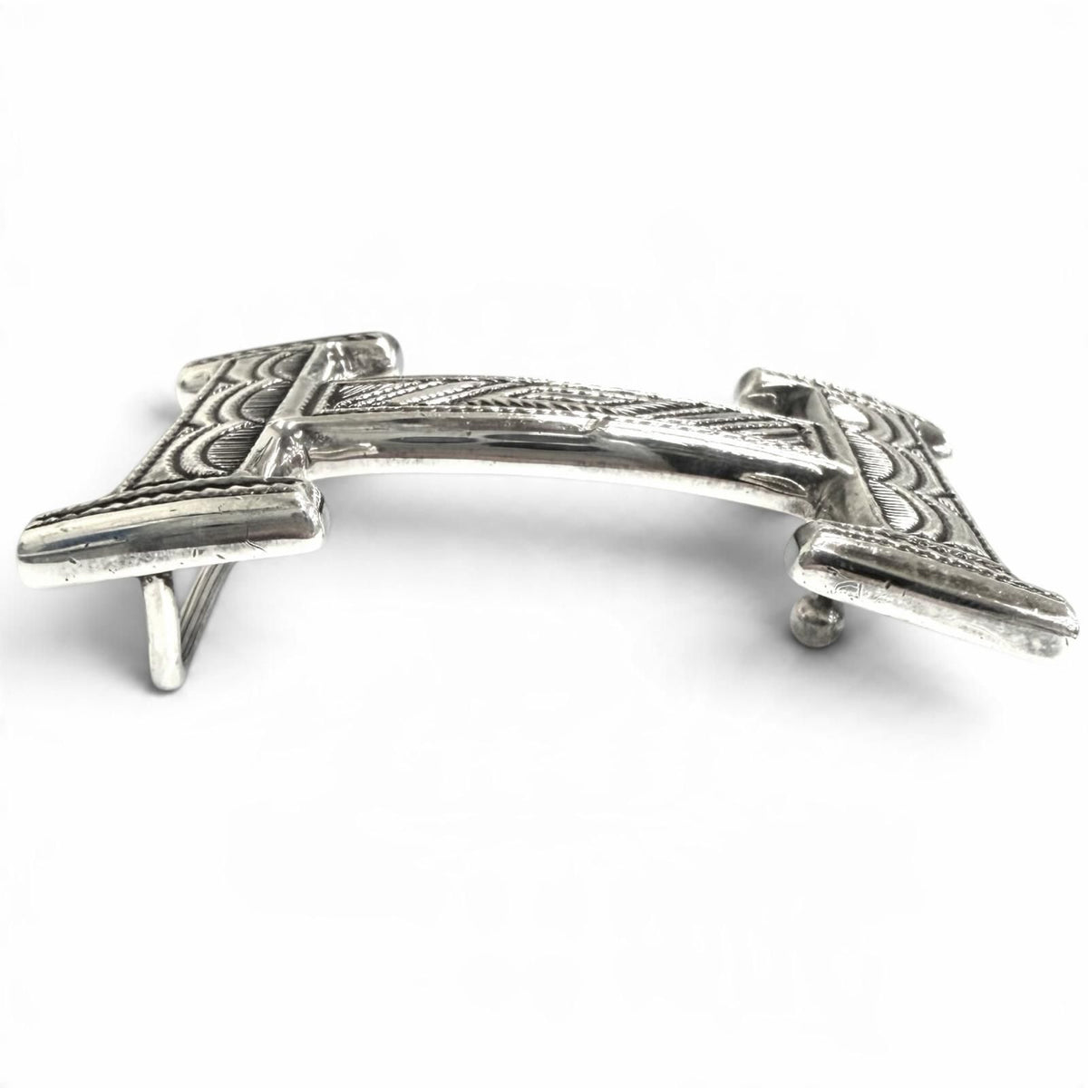 Hermes Vintage Toareg Touareg 925 Sterling Silver Hand Carved Logoraving Design — view 3