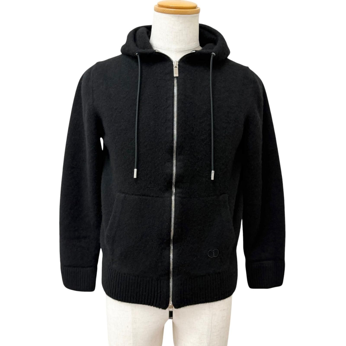 Dior Homme Cashmere 100% CD Logo Embroidery Zip Hoodie Black XXL