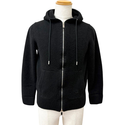 Dior Homme Cashmere 100% CD Logo Embroidery Zip Hoodie Black XXL