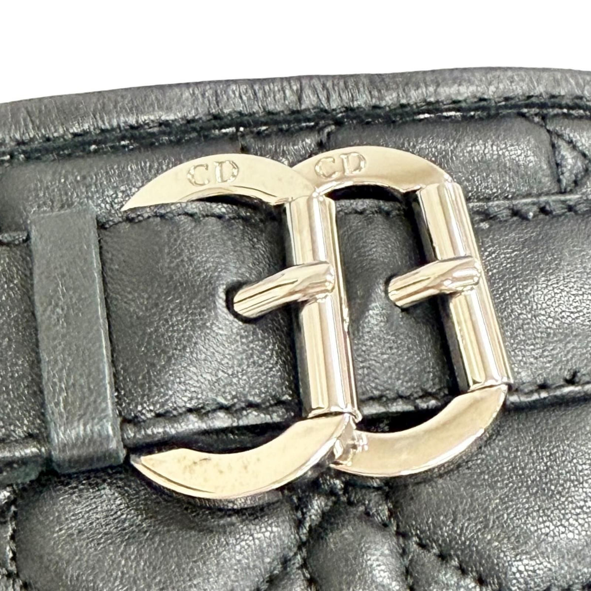 Dior Cannage Side Zip Leather Long Boots Black Silver — view 8