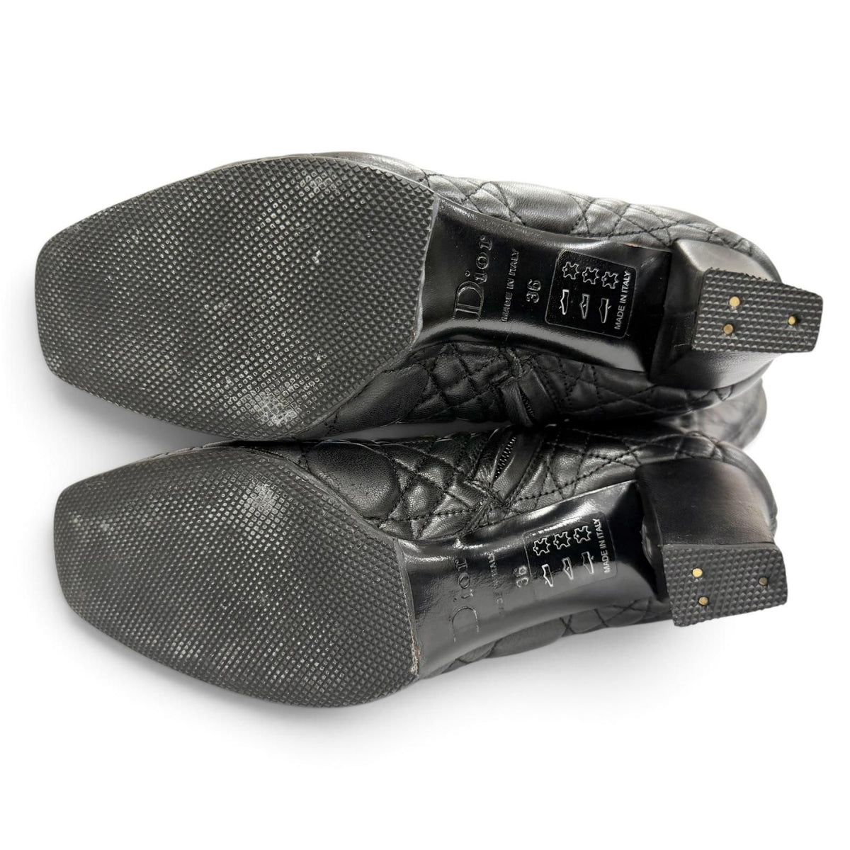 Dior Cannage Side Zip Leather Long Boots Black Silver — view 4