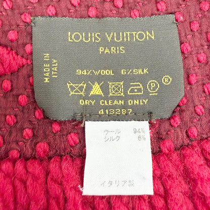 Louis Vuitton Logomania Scarf Wool Silk Ruby Monogram Fringe Red — view 7
