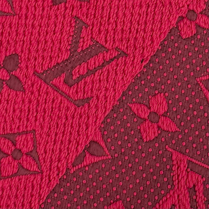 Louis Vuitton Logomania Scarf Wool Silk Ruby Monogram Fringe Red — view 5
