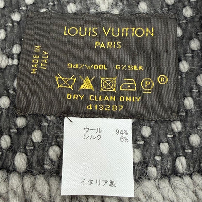 Louis Vuitton Logomania Scarf Monogram Wool Silk Fringed Greige — view 7