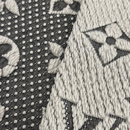 Louis Vuitton Logomania Scarf Monogram Wool Silk Fringed Greige — view 4