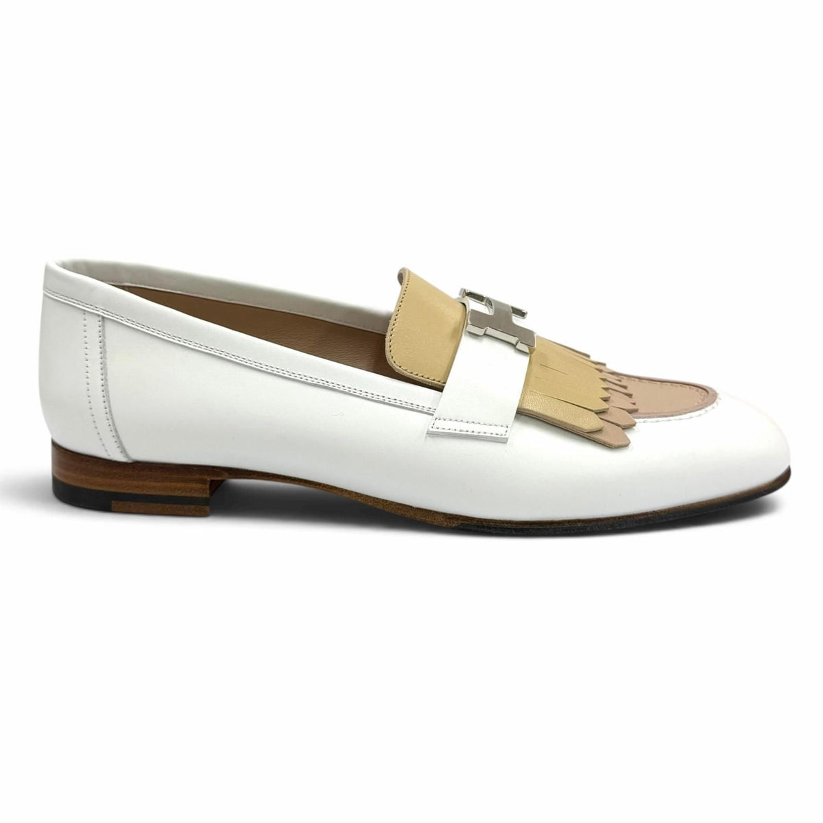 Hermes Moccasins Royale Silver H Fringe Leather Loafers — view 7