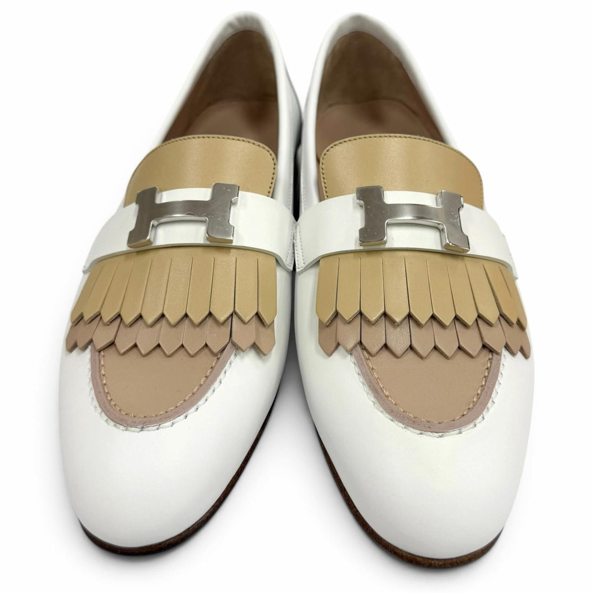 Hermes Moccasins Royale Silver H Fringe Leather Loafers — view 3