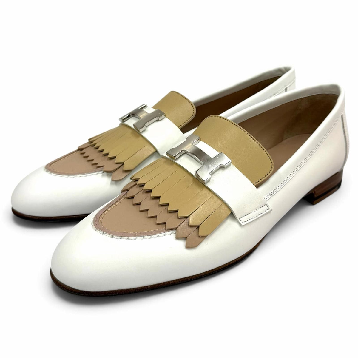 Hermes Moccasins Royale Silver H Fringe Leather Loafers