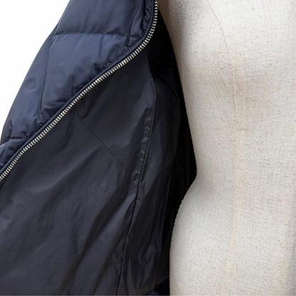 Moncler Vouglans Flare Hem Paneled Design Zip UP Down Coat Navy — view 5