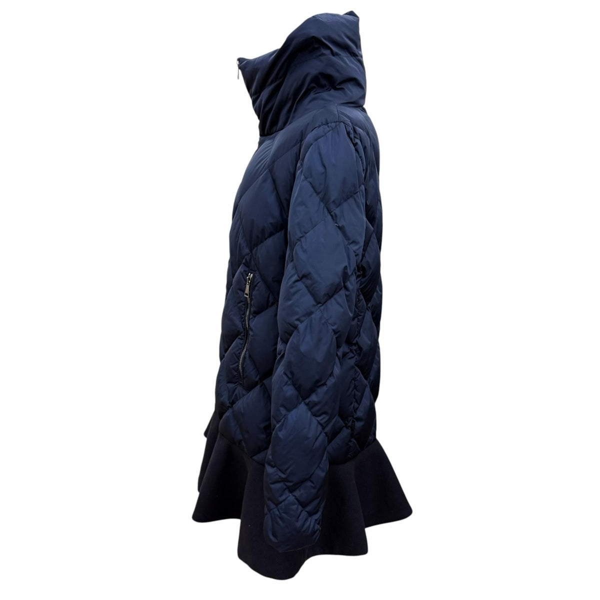 Moncler Vouglans Flare Hem Paneled Design Zip UP Down Coat Navy — view 3