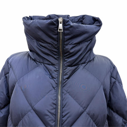 Moncler Vouglans Flare Hem Paneled Design Zip UP Down Coat Navy — view 2