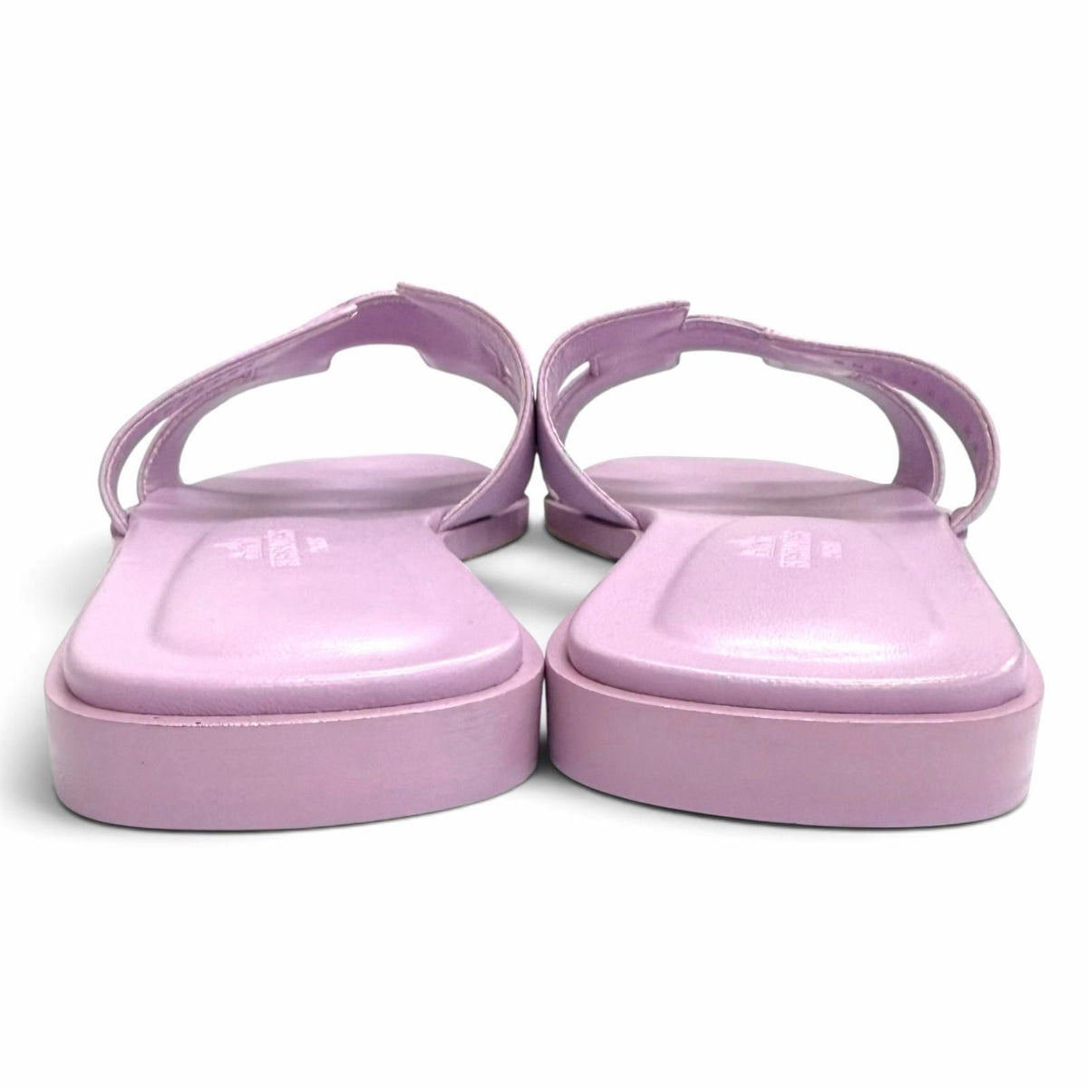 Hermes Oran Leather H Motif Flat Sandals Light Purple — view 4