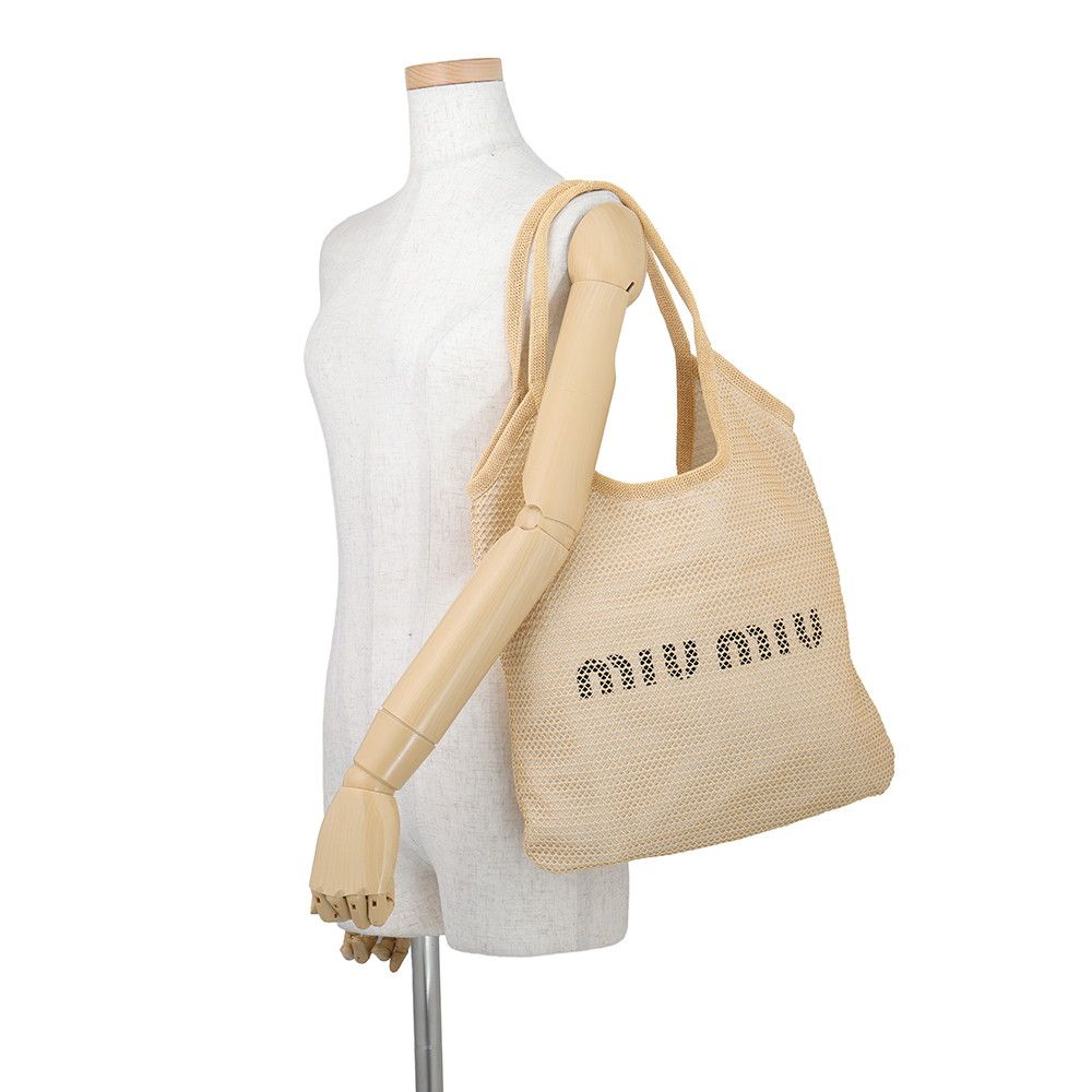 Miu Miu Tote Bag Ivy Raffia Linen Basket — view 4