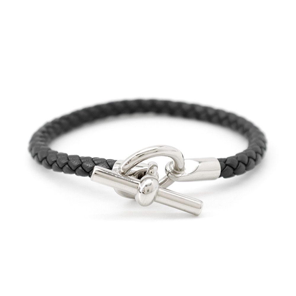 Hermes Bracelet Glenan Black Silver Swift